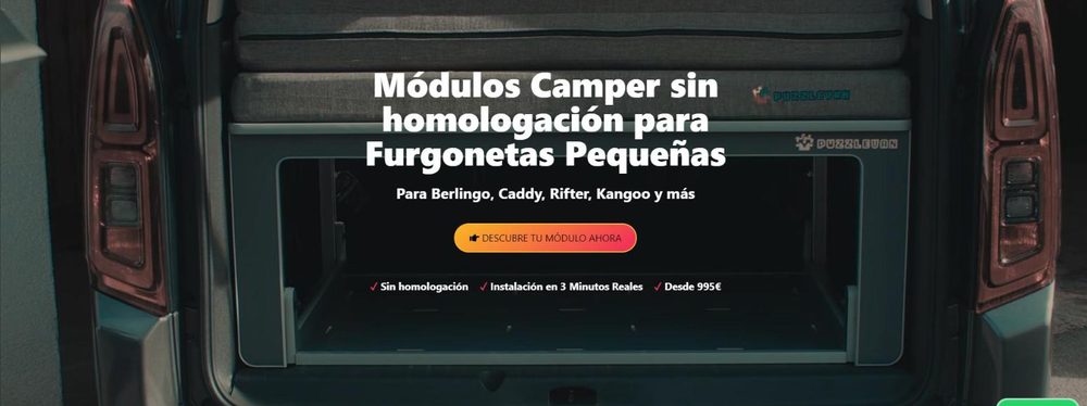 Tienda online de módulos camper para furgonetas pequeñas diseñada en WooCommerce: Puzzlevan